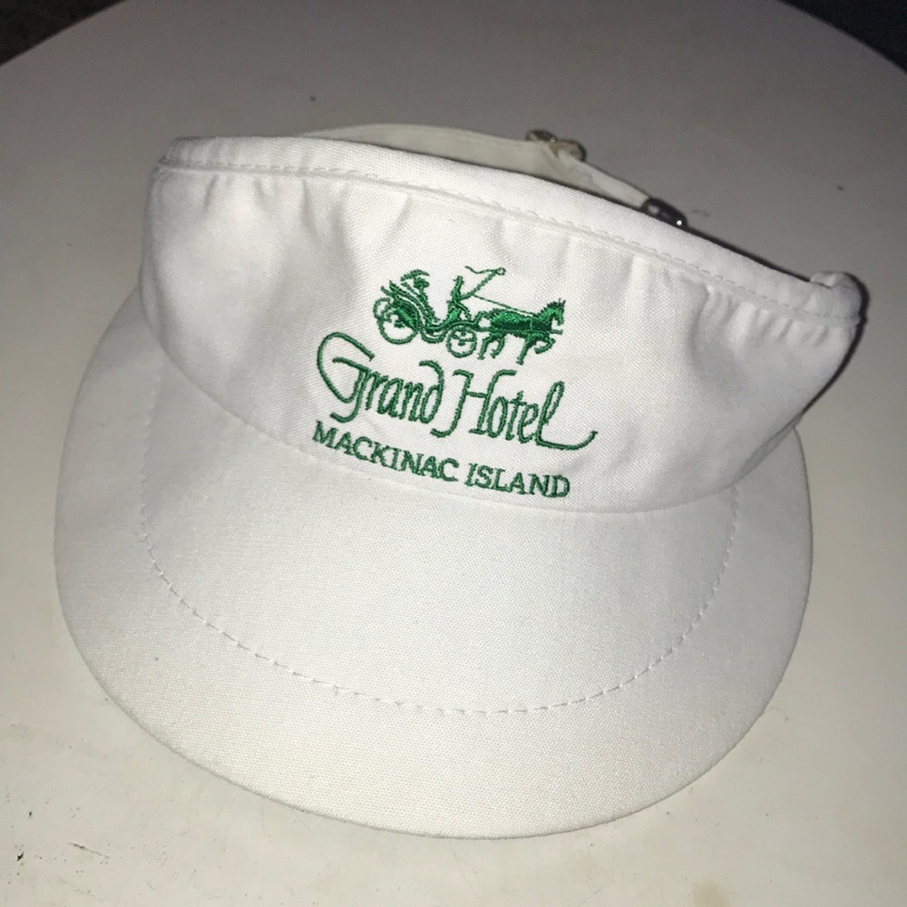 Grand Hotel Mackinac Island White Visor with Green Logo